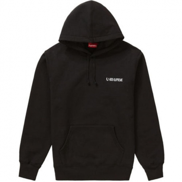 Supreme 1-800 Hooded Sweatshirt- Black