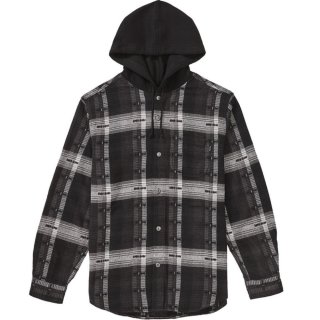 Supreme Hooded Jacquard Flannel Shirt- Black